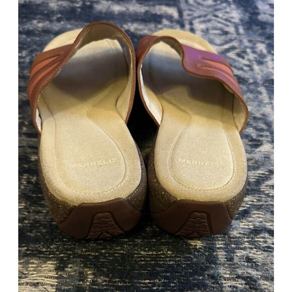 Merrell Sandals Women's Sundial Clay Suede Leather Slip-On Slide Wedge Size 9 - Picture 4 of 8